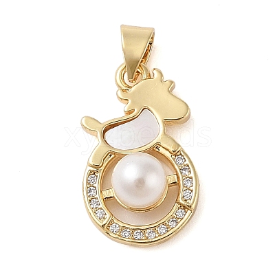 Brass Micro Pave Clear Cubic Zirconia Pendants KK-I712-19G-1