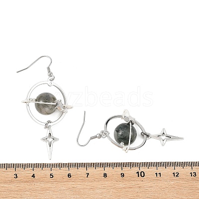 4 Pairs 4 Styles Natural Gemstone & Alloy Pendant Dangle Earrings EJEW-TA00818-1