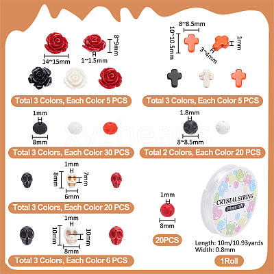 Halloween Theme DIY Stretch Bracelet Kits DIY-UN0007-77-1