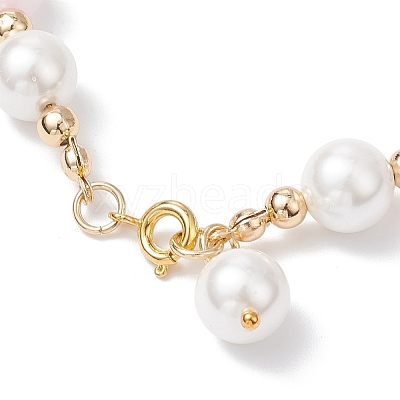 3Pcs 3 Styles Shell Pearl & Natural & Synthetic Mixed Gemstone Round Beadeded Bracelets for Women BJEW-JB12502-1
