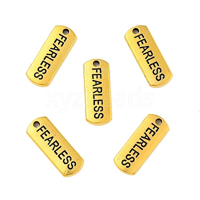 Tibetan Style Alloy Rectangle with Word Fearless Pendants LS-TIBEP-Q043-064AG-RS-1
