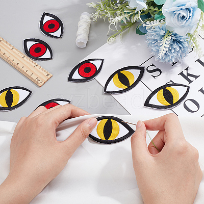8Pcs 2 Style Eye Iron on/Sew on Patches DIY-FG0004-19-1