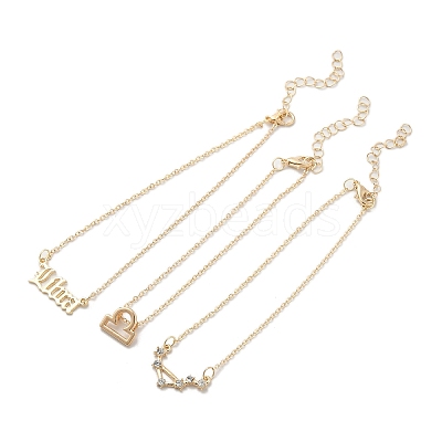 3Pcs Alloy Rhinestones Anklets AJEW-S083-01G-11-1