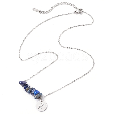 Natural Lapis Lazuli Chip & Constellation Pendant Necklaces NJEW-JN05084-09-1