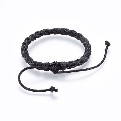 Braided Leather Cord Bracelets BJEW-F347-10B-1