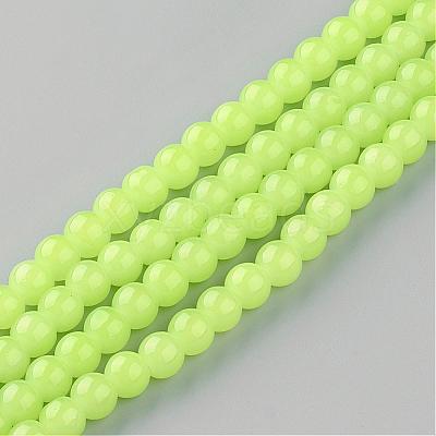 Baking Paint Imitation Jade Glass Round Bead Strands DGLA-Q021-10mm-08-1