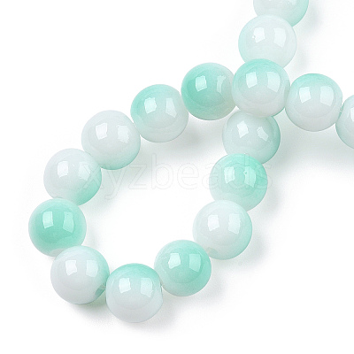 Two Tone Opaque Baking Paint Glass Beads Strands DGLA-Q027-8mm-05-1