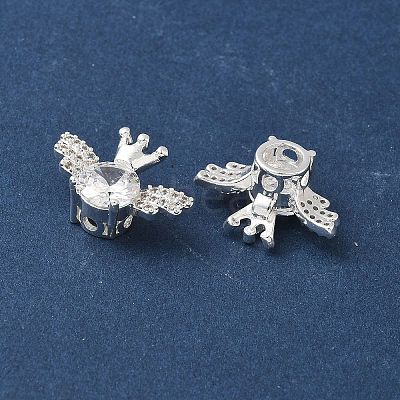 Brass Micro Pave Clear Cubic Zirconia Beads KK-G531-05S-1