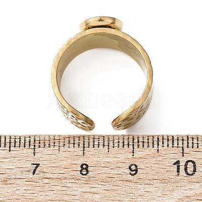 304 Stainless Steel with Glass Cat Eye Cuff Rings for Women RJEW-K309-40E-1