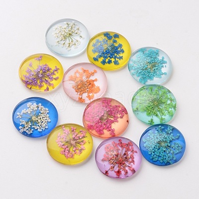 Handmade Glass Flat Back Cabochons GGLA-A004C-20mm-1