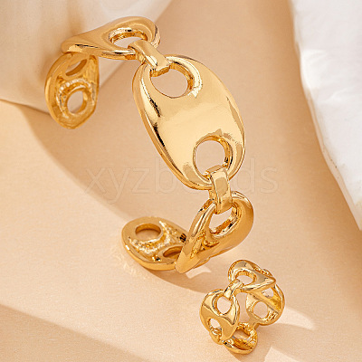 Coffee Bean Alloy Cuff Bangles & Rings Sets FS-WG0F6B5-01-1