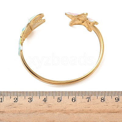 Ocean 304 Stainless Steel Enamel Cuff Bangles for Women BJEW-F518-02E-G-1