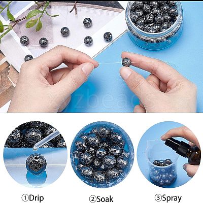 Electroplated Natural Lava Rock Beads G-NB0001-91C-1