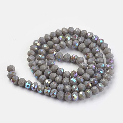 Electroplate Opaque Solid Color Glass Beads Strands EGLA-A034-P6mm-L13-1