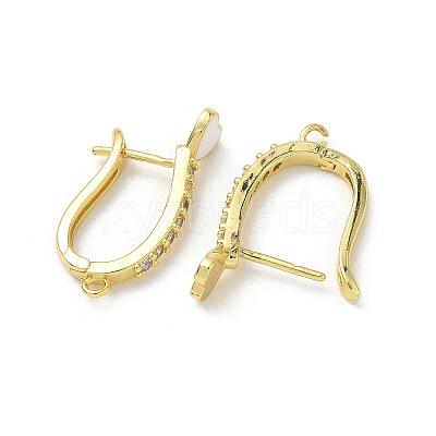 Brass Micro Pave Clear Cubic Zirconia Hoop Earring Findings EJEW-C185-01G-03-1