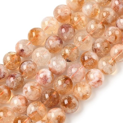 Heated Natural Citrine Beads Strands G-A262-A01-10mm-01-1