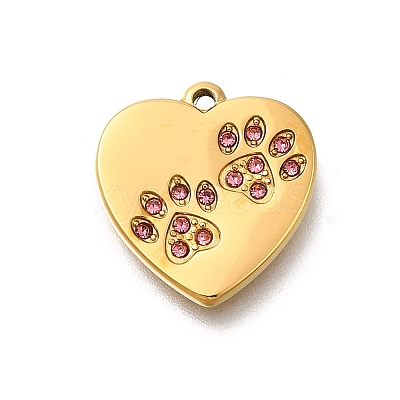 304 Stainless Steel Rhinestone Pendants STAS-R159-55G-1