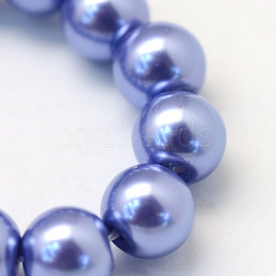 Baking Paint Pearlized Glass Pearl Round Bead Strands X-HY-Q003-4mm-09-1