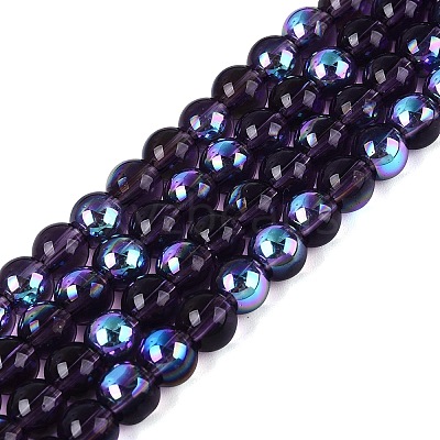 Transparent Electroplate Glass Beads Strands EGLA-Q132-6MM-01A-10-1
