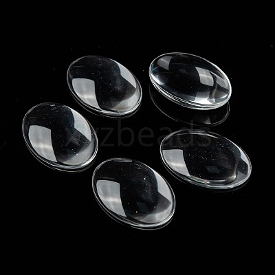 Transparent Oval Glass Cabochons X-GGLA-R022-35x25-1