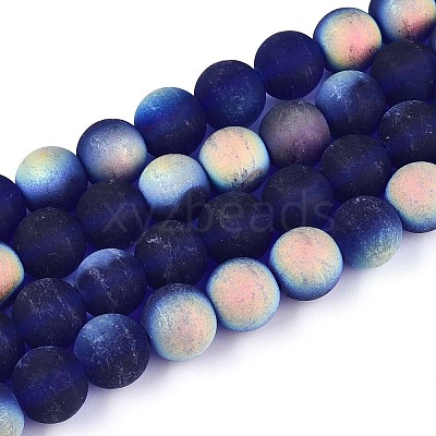 Frosted Transparent Glass Beads Strands GLAA-T032-T10mm-MBB15-1