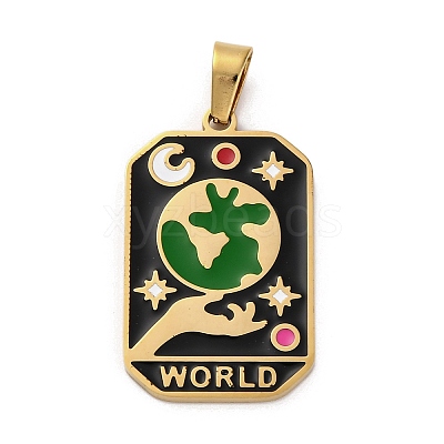 Ion Plating(IP) 304 Stainless Steel Enamel Pendants STAS-Q003-01G-021-1