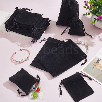 20Pcs 2 Styles Rectangle Velvet Drawstring Pouches TP-NB0001-73-1