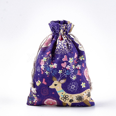 Polycotton(Polyester Cotton) Packing Pouches Drawstring Bags ABAG-T007-02G-1