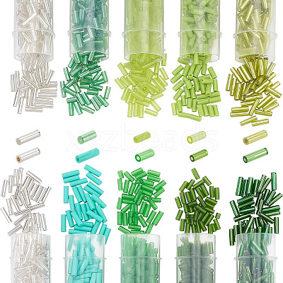 50G 10 Colors Transparent Glass Bugle Beads SEED-ME0001-20-1