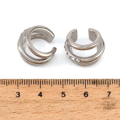 304 Stainless Steel Micro Pave Cubic Zirconia Cuff Earrings for Women SA-CBAABBA-13P-1
