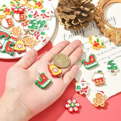 40Pcs 8 Styles Opaque Resin Pendants RESI-CJ0003-44-1