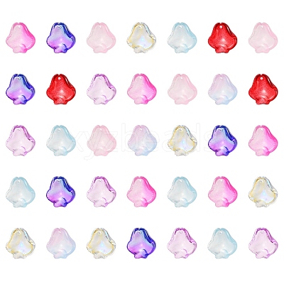 35Pcs Transparent Spray Painted Glass Pendants GLAA-YW0001-62-1
