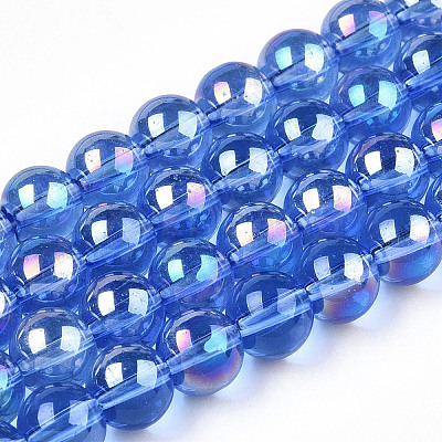 Electroplate Transparent Glass Beads Strands GLAA-T032-T8mm-AB16-1