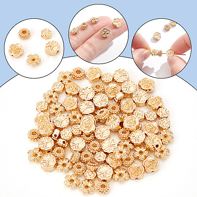 80Pcs 5 Style Rack Plating Alloy Beads FIND-DC0001-47-1
