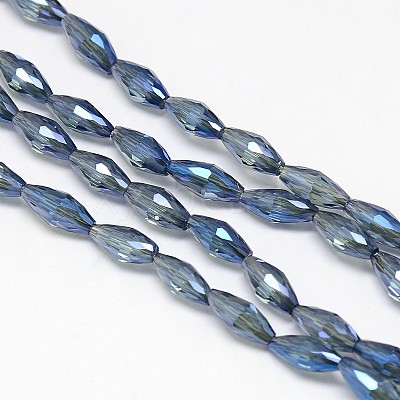 Electroplate Crystal Glass Rice Beads Strands EGLA-F042-A07-1