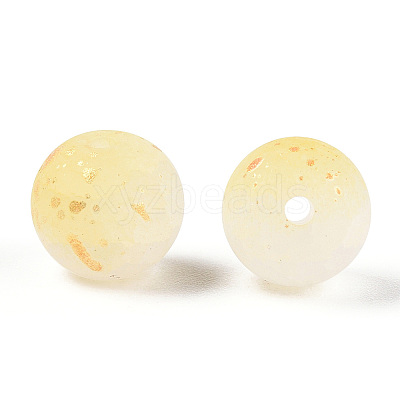 Frosted Baking Paint Crackle Glass Beads with Glitter Powder DGLA-T004-8mm-01I-1