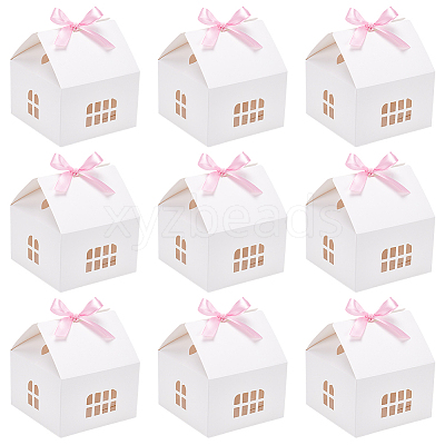House Shape Paper Jewelry Storage Gift Box CON-WH0088-68-1