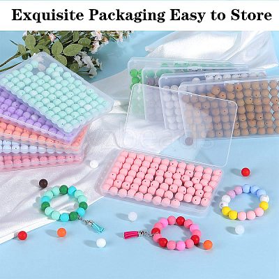 80Pcs Round Silicone Focal Beads SIL-SZ0001-24-34-1