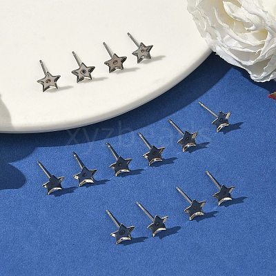 Tarnish Resistant Earring Cabochon Settings 304 Stainless Steel Ear Studs Blank Settings STAS-Q170-10-1
