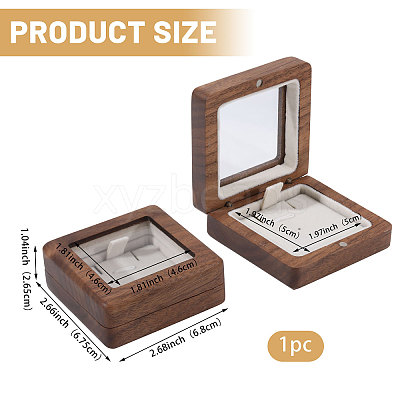 Wood Badge Storage Boxes with Visible Window and Magnetic Lid CON-WH0107-101A-1