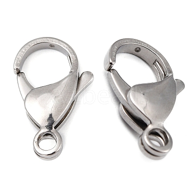 Tarnish Resistant Polished 316 Surgical Stainless Steel Lobster Claw Clasps X-STAS-R072-18A-1