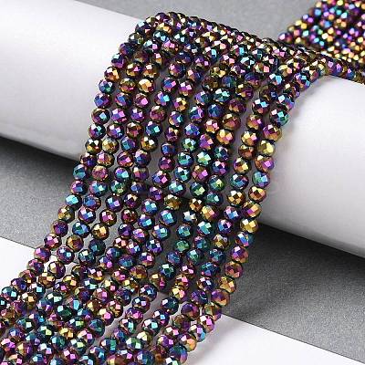 Electroplate Glass Beads Strands GLAA-H021-01B-FP13-1