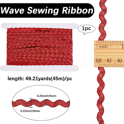 3 Rolls Polyester Wavy Fringe Trim Ribbon OCOR-GF0004-46D-1