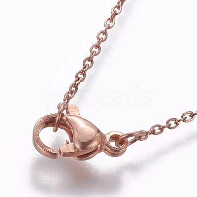 304 Stainless Steel Cable Chain Necklaces NJEW-P248-01RG-1