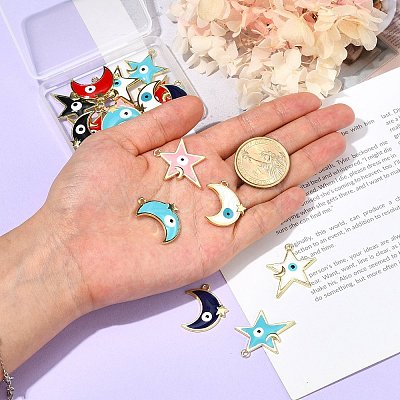 20Pcs 10 Style Rack Plating Alloy Enamel Pendants ENAM-SZ0002-61-1