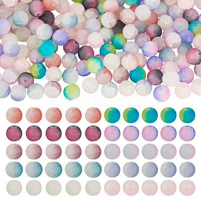 200Pcs 10 Colors Crackle Glass Beads Strands GLAA-TA0003-31A-1