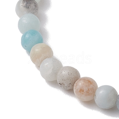 4mm Round Mixed Gemstone & Lightning Bolt Brass Beaded Stretch Bracelets BJEW-JB10856-1