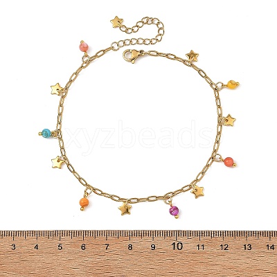 Dyed Natural Freshwater Shell Anklets AJEW-AN00850-1