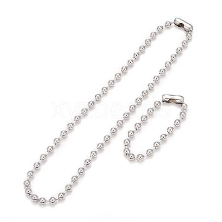 304 Stainless Steel Ball Chain Necklace & Bracelet Set STAS-D181-02P-01D-1