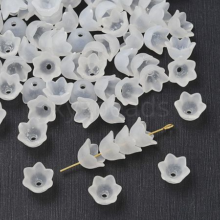 Chunky Clear Transparent Frosted Tulip Flower Acrylic Bead Caps X-PL543-1-1